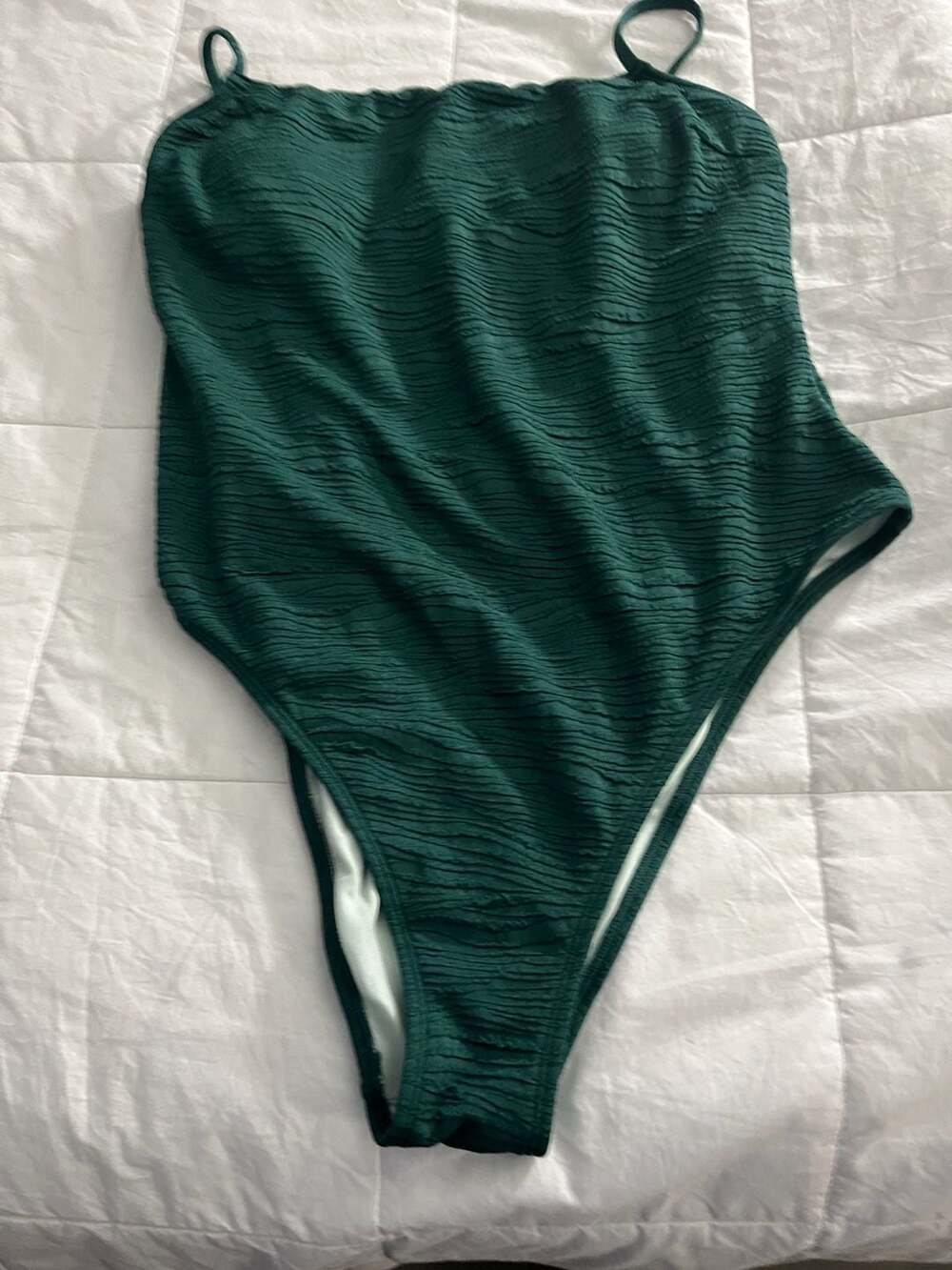 Cupshe Dark Green Textured Tie-Back One-Piece Swimsuit Size XL
